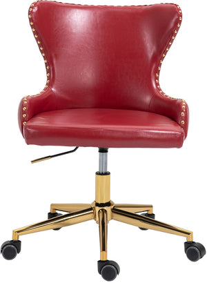 Hendrix Faux Leather / Metal / Engineered Wood / Foam Contemporary Red Faux Leather Office Chair - 21.5" W x 24" D x 30.3"-32.6" H