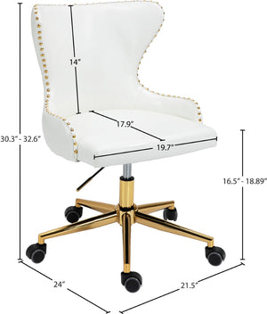 Hendrix Faux Leather / Metal / Engineered Wood / Foam Contemporary White Faux Leather Office Chair - 21.5" W x 24" D x 30.3"-32.6" H