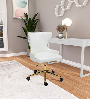 Hendrix Faux Leather / Metal / Engineered Wood / Foam Contemporary White Faux Leather Office Chair - 21.5" W x 24" D x 30.3"-32.6" H