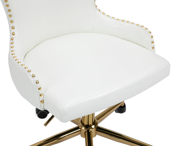 Hendrix Faux Leather / Metal / Engineered Wood / Foam Contemporary White Faux Leather Office Chair - 21.5" W x 24" D x 30.3"-32.6" H