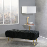 Sagebrook Home Glam Tufted 40" Bench, Black, Kd 14481-02 Black Metal