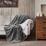 Woolrich Heated Plush To Berber Casual 100% Polyester Knitted Microlight/Berber Solid Heated Throw WR54-1767
