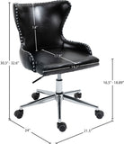 Hendrix Faux Leather / Metal / Foam Contemporary Black Faux Leather Office Chair - 21.5" W x 24" D x 30.3"-32.6" H