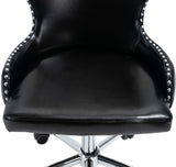 Hendrix Faux Leather / Metal / Foam Contemporary Black Faux Leather Office Chair - 21.5" W x 24" D x 30.3"-32.6" H