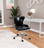 Hendrix Faux Leather / Metal / Foam Contemporary Black Faux Leather Office Chair - 21.5" W x 24" D x 30.3"-32.6" H