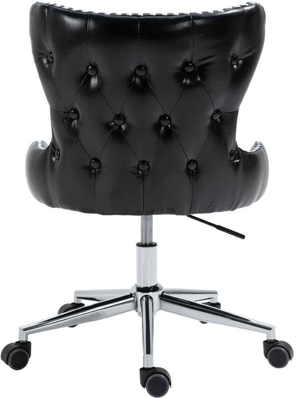 Hendrix Faux Leather / Metal / Foam Contemporary Black Faux Leather Office Chair - 21.5" W x 24" D x 30.3"-32.6" H