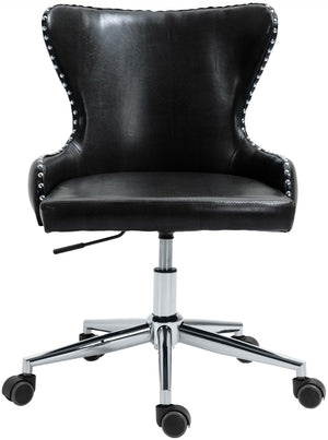 Hendrix Faux Leather / Metal / Foam Contemporary Black Faux Leather Office Chair - 21.5" W x 24" D x 30.3"-32.6" H