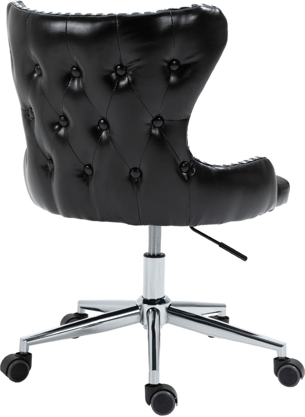 Hendrix Faux Leather / Metal / Foam Contemporary Black Faux Leather Office Chair - 21.5" W x 24" D x 30.3"-32.6" H