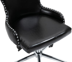 Hendrix Faux Leather / Metal / Foam Contemporary Black Faux Leather Office Chair - 21.5" W x 24" D x 30.3"-32.6" H