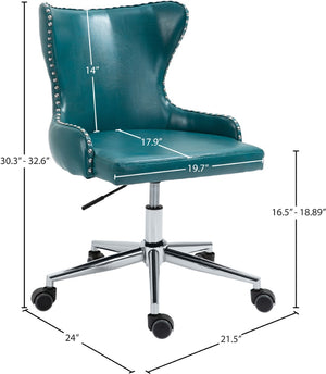 Hendrix Faux Leather / Metal / Foam Contemporary Blue Faux Leather Office Chair - 21.5" W x 24" D x 30.3"-32.6" H