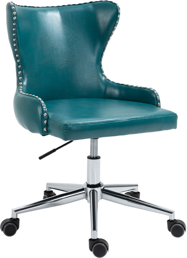 Hendrix Faux Leather / Metal / Foam Contemporary Blue Faux Leather Office Chair - 21.5" W x 24" D x 30.3"-32.6" H