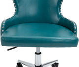 Hendrix Faux Leather / Metal / Foam Contemporary Blue Faux Leather Office Chair - 21.5" W x 24" D x 30.3"-32.6" H