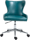 Hendrix Faux Leather / Metal / Foam Contemporary Blue Faux Leather Office Chair - 21.5" W x 24" D x 30.3"-32.6" H