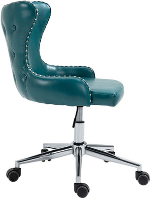 Hendrix Faux Leather / Metal / Foam Contemporary Blue Faux Leather Office Chair - 21.5" W x 24" D x 30.3"-32.6" H