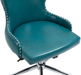 Hendrix Faux Leather / Metal / Foam Contemporary Blue Faux Leather Office Chair - 21.5" W x 24" D x 30.3"-32.6" H