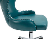 Hendrix Faux Leather / Metal / Foam Contemporary Blue Faux Leather Office Chair - 21.5" W x 24" D x 30.3"-32.6" H