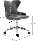 Hendrix Faux Leather / Metal / Foam Contemporary Grey Faux Leather Office Chair - 21.5" W x 24" D x 30.3"-32.6" H