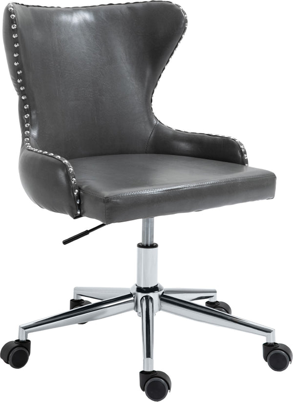 Hendrix Faux Leather / Metal / Foam Contemporary Grey Faux Leather Office Chair - 21.5" W x 24" D x 30.3"-32.6" H