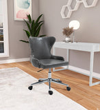 Hendrix Faux Leather / Metal / Foam Contemporary Grey Faux Leather Office Chair - 21.5" W x 24" D x 30.3"-32.6" H