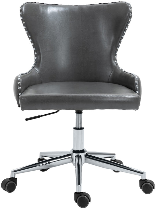 Hendrix Faux Leather / Metal / Foam Contemporary Grey Faux Leather Office Chair - 21.5" W x 24" D x 30.3"-32.6" H