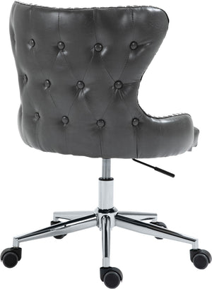 Hendrix Faux Leather / Metal / Foam Contemporary Grey Faux Leather Office Chair - 21.5" W x 24" D x 30.3"-32.6" H