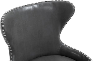 Hendrix Faux Leather / Metal / Foam Contemporary Grey Faux Leather Office Chair - 21.5" W x 24" D x 30.3"-32.6" H