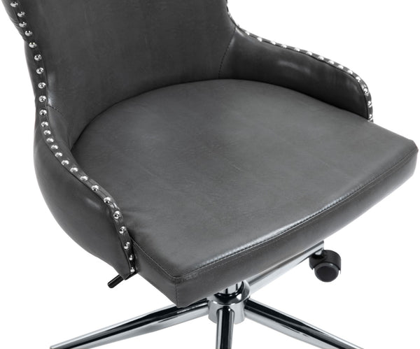 Hendrix Faux Leather / Metal / Foam Contemporary Grey Faux Leather Office Chair - 21.5" W x 24" D x 30.3"-32.6" H