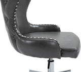 Hendrix Faux Leather / Metal / Foam Contemporary Grey Faux Leather Office Chair - 21.5" W x 24" D x 30.3"-32.6" H