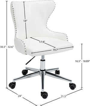 Hendrix Faux Leather / Metal / Foam Contemporary White Faux Leather Office Chair - 21.5" W x 24" D x 30.3"-32.6" H