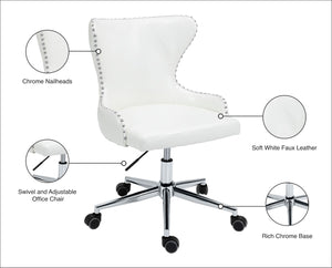 Hendrix Faux Leather / Metal / Foam Contemporary White Faux Leather Office Chair - 21.5" W x 24" D x 30.3"-32.6" H