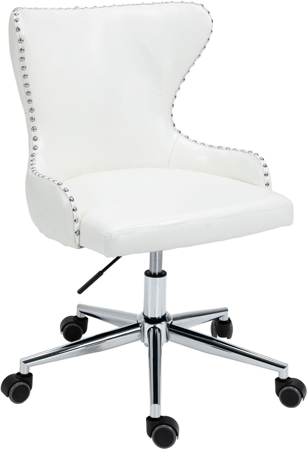 Hendrix Faux Leather / Metal / Foam Contemporary White Faux Leather Office Chair - 21.5" W x 24" D x 30.3"-32.6" H