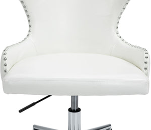 Hendrix Faux Leather / Metal / Foam Contemporary White Faux Leather Office Chair - 21.5" W x 24" D x 30.3"-32.6" H