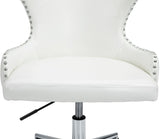 Hendrix Faux Leather / Metal / Foam Contemporary White Faux Leather Office Chair - 21.5" W x 24" D x 30.3"-32.6" H