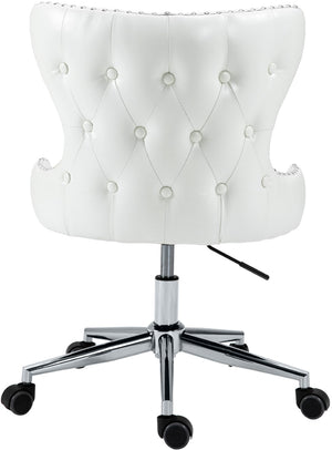 Hendrix Faux Leather / Metal / Foam Contemporary White Faux Leather Office Chair - 21.5" W x 24" D x 30.3"-32.6" H