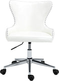 Hendrix Faux Leather / Metal / Foam Contemporary White Faux Leather Office Chair - 21.5" W x 24" D x 30.3"-32.6" H