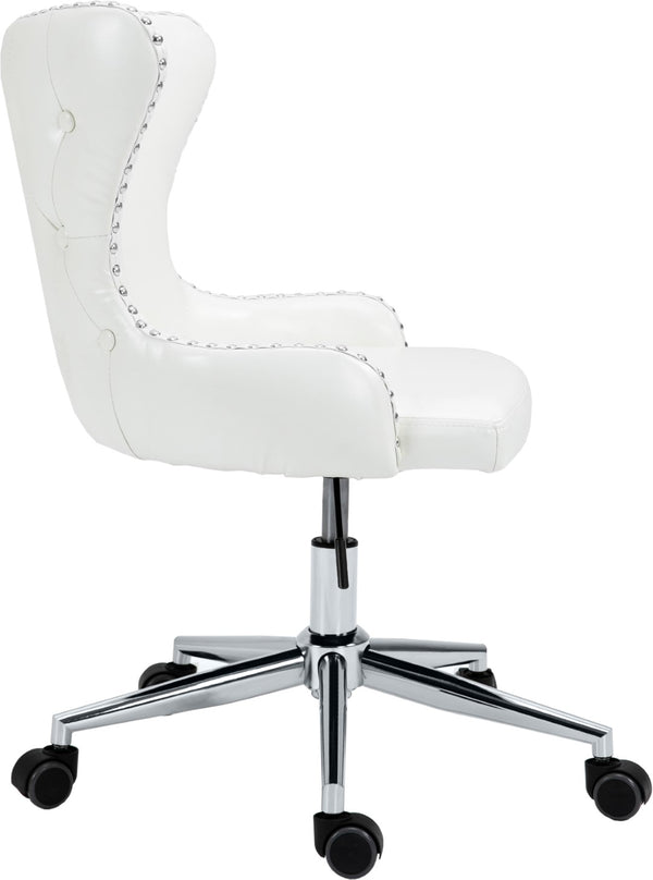 Hendrix Faux Leather / Metal / Foam Contemporary White Faux Leather Office Chair - 21.5" W x 24" D x 30.3"-32.6" H