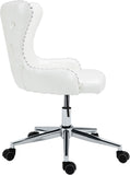 Hendrix Faux Leather / Metal / Foam Contemporary White Faux Leather Office Chair - 21.5" W x 24" D x 30.3"-32.6" H