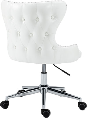 Hendrix Faux Leather / Metal / Foam Contemporary White Faux Leather Office Chair - 21.5" W x 24" D x 30.3"-32.6" H