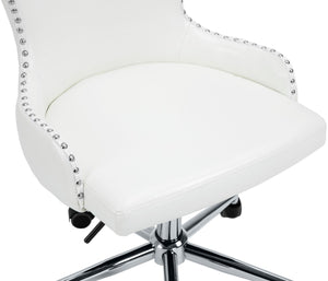 Hendrix Faux Leather / Metal / Foam Contemporary White Faux Leather Office Chair - 21.5" W x 24" D x 30.3"-32.6" H