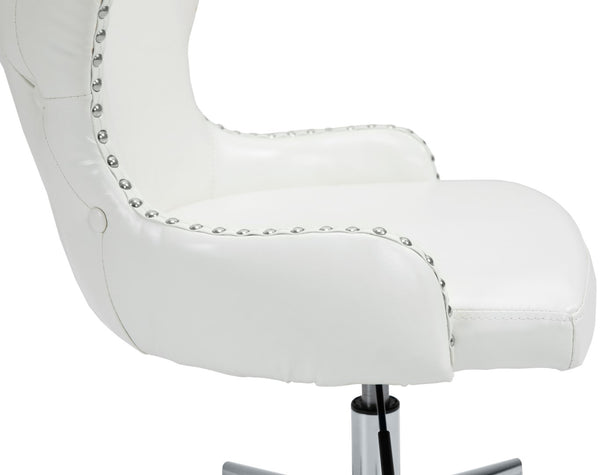 Hendrix Faux Leather / Metal / Foam Contemporary White Faux Leather Office Chair - 21.5" W x 24" D x 30.3"-32.6" H