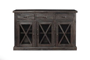 Alpine Furniture Newberry Sideboard, Salvaged Grey 1468-26 Salvaged Grey Acacia Solids 58 x 18 x 36