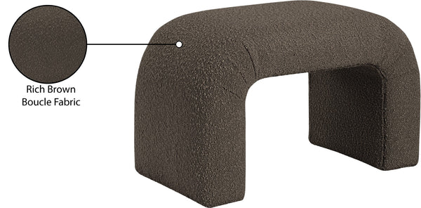 Niagara Boucle Fabric / Wood / Foam Contemporary Brown Boucle Fabric Bench - 28" W x 15.5" D x 17.5" H