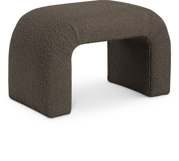 Niagara Boucle Fabric / Wood / Foam Contemporary Brown Boucle Fabric Bench - 28" W x 15.5" D x 17.5" H