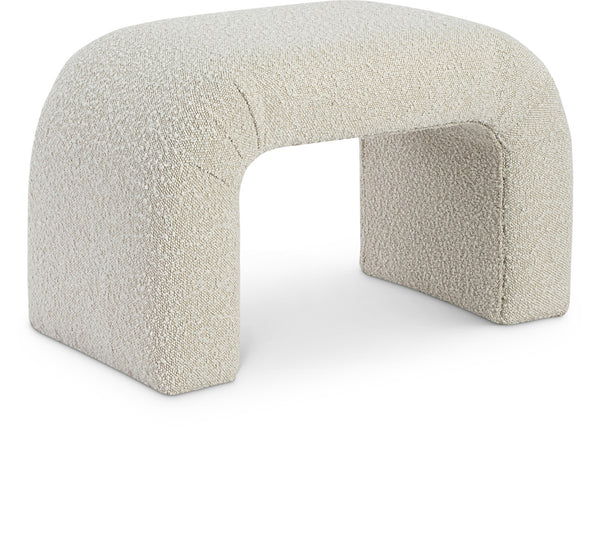 Niagara Boucle Fabric / Wood / Foam Contemporary Cream Boucle Fabric Bench - 28" W x 15.5" D x 17.5" H