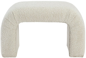 Niagara Boucle Fabric / Wood / Foam Contemporary Cream Boucle Fabric Bench - 28" W x 15.5" D x 17.5" H