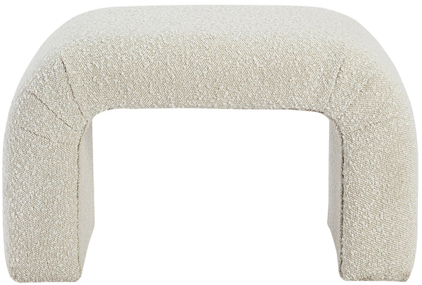 Niagara Boucle Fabric / Wood / Foam Contemporary Cream Boucle Fabric Bench - 28" W x 15.5" D x 17.5" H