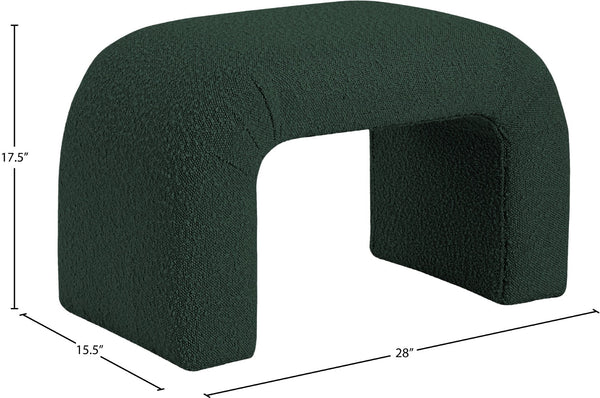 Niagara Boucle Fabric / Wood / Foam Contemporary Green Boucle Fabric Bench - 28" W x 15.5" D x 17.5" H