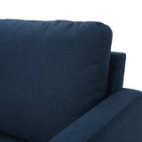 Zahra Dark Blue Fabric Sectional Couch with Storage Ottoman