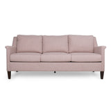 Dupont Contemporary 3 Seater Fabric Sofa, Light Blush and Espresso Noble House