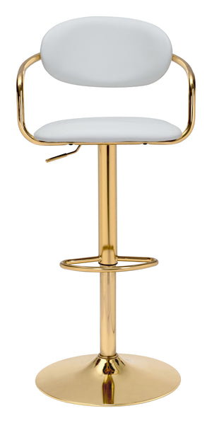 Zuo Modern Gusto 100% Polyurethane, Plywood, Steel Modern Commercial Grade Barstool White, Gold 100% Polyurethane, Plywood, Steel